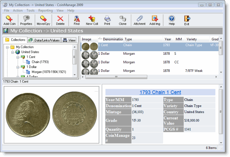 CoinManage Coin Collecting Software Screenshot